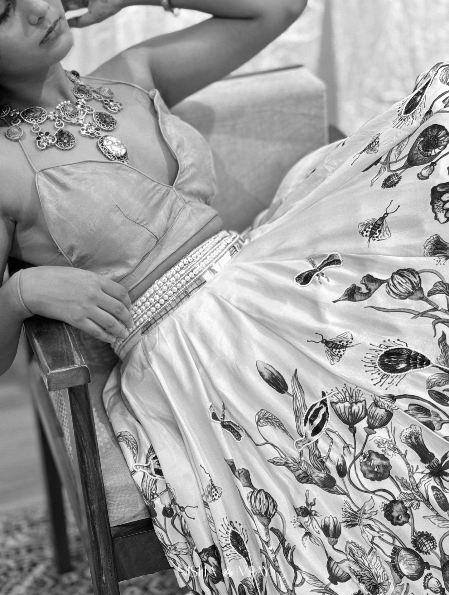 Flower blossom print lehenga