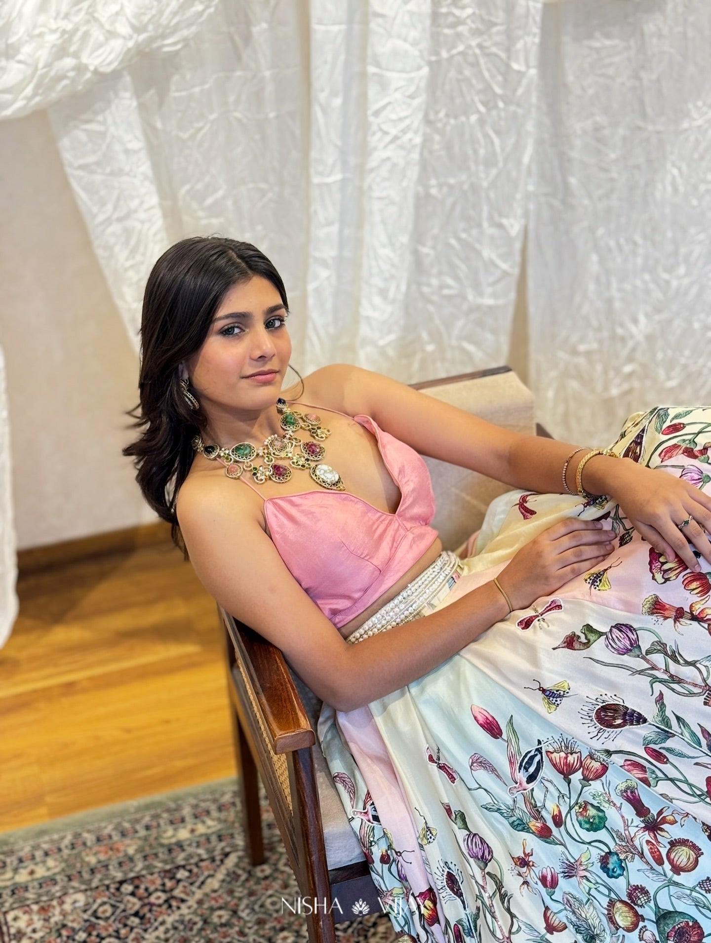 Flower blossom print lehenga