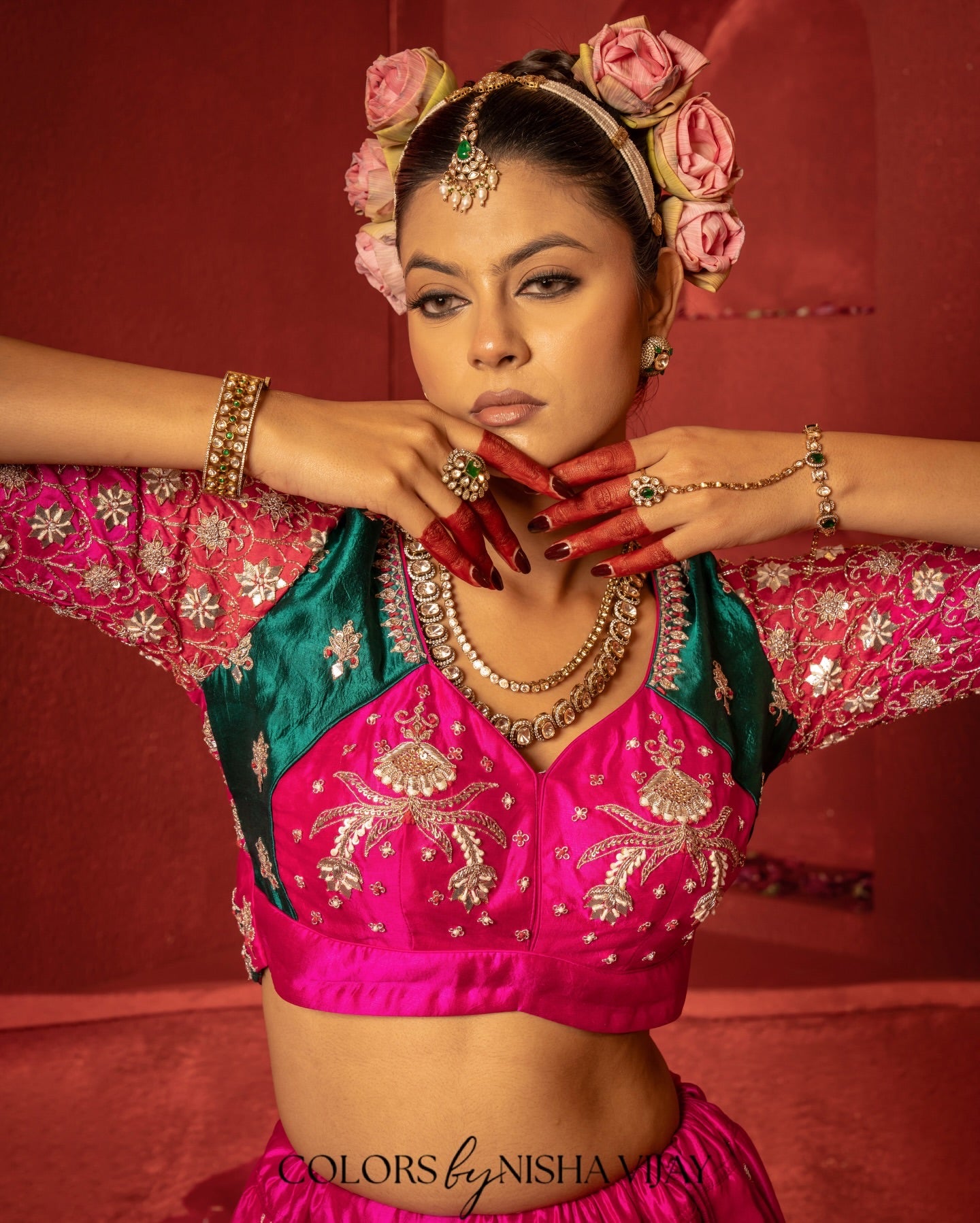 Choli-cut blouse, Vrindavan-theme print